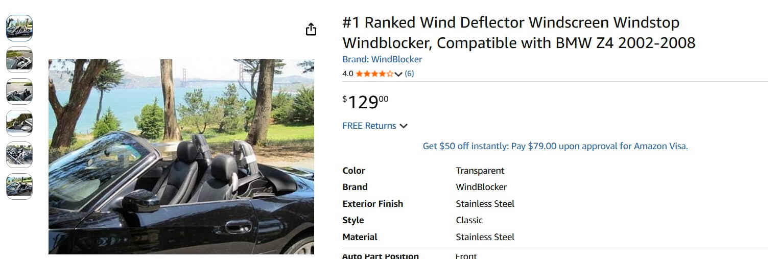Windblox BMW Z4 2002-2008 Windscreen